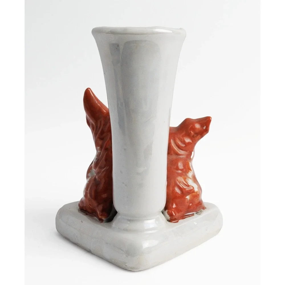 Vintage Scottish Terrier Scottie Dog Bud Vase Iridescent Finish